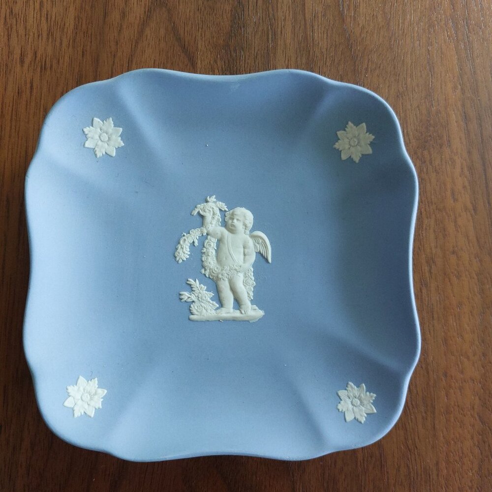 Dusty Blue Wedgewood Jasperware Square Dish